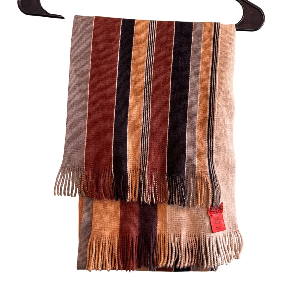 Missoni for Target Unisex Striped Knit Fall Wool Blend Wrap Neck Fringe Scarf
